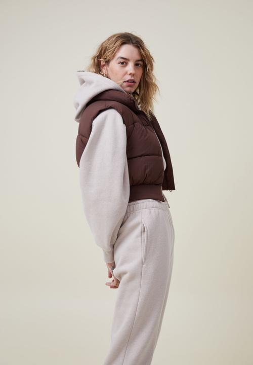 Cotton On - Cropped puffer vest - cedar brown