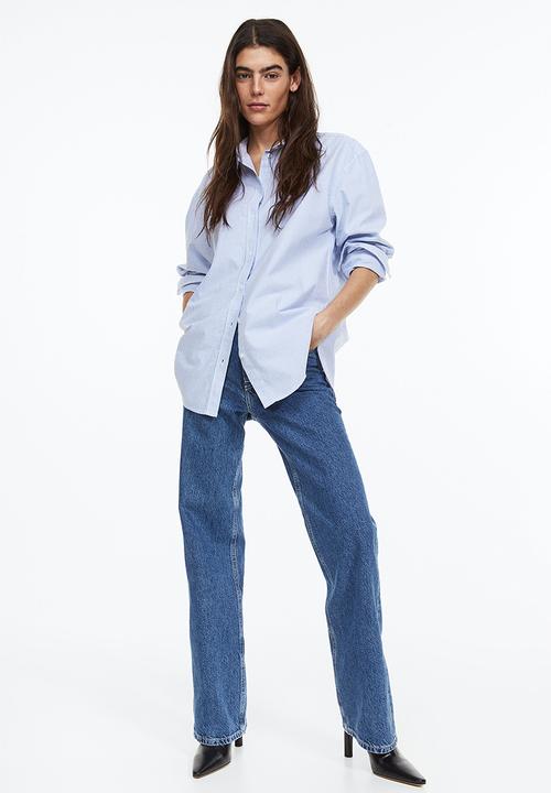 H&M - Oxford shirt - light blue/striped