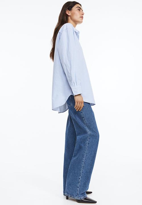 H&M - Oxford shirt - light blue/striped