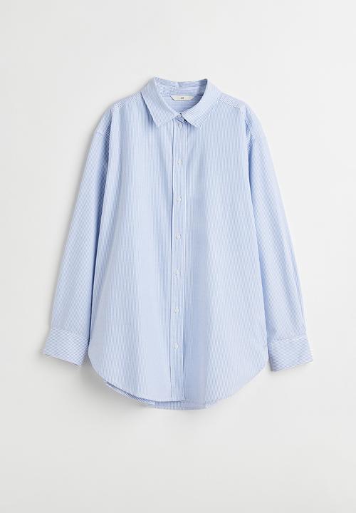 H&M - Oxford shirt - light blue/striped