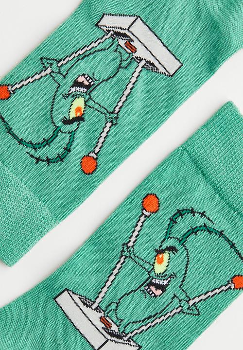 H&M - Motif-detail socks - turquoise/spongebob