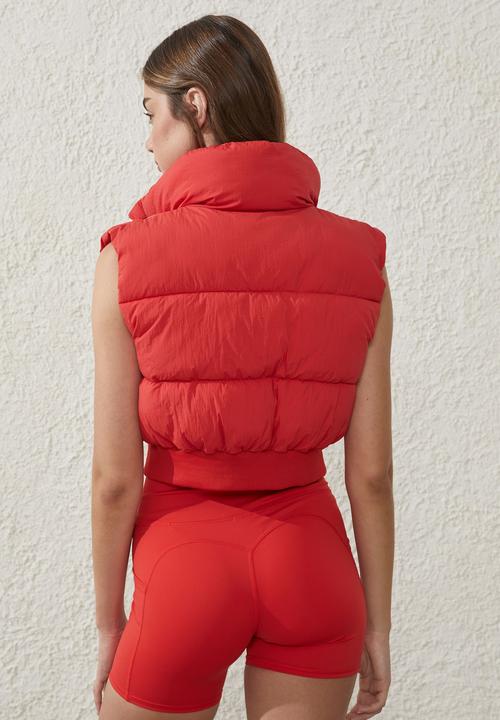 Cotton On - Cropped puffer vest - cherry red