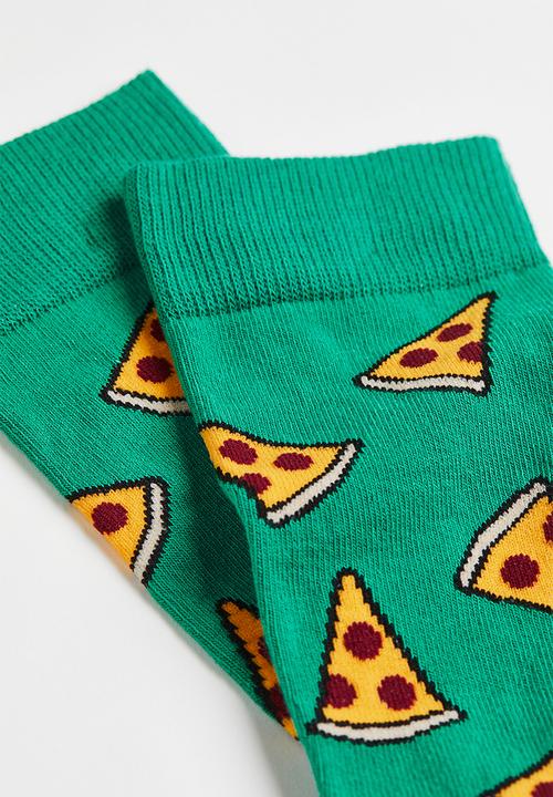 H&M - Patterned socks - green/pizza