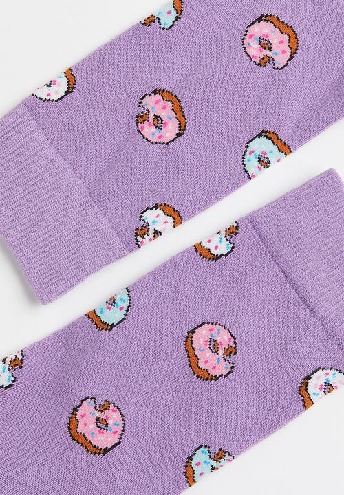 H&M - Patterned socks - purple/doughnuts