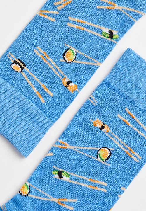H&M - Patterned socks - light blue/sushi