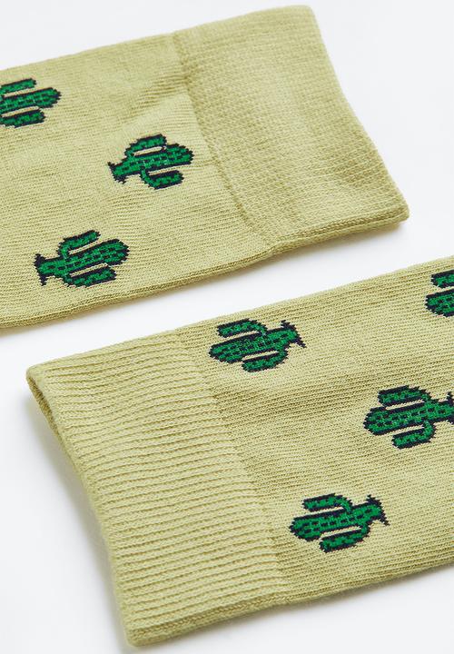 H&M - Patterned socks - light green/cacti