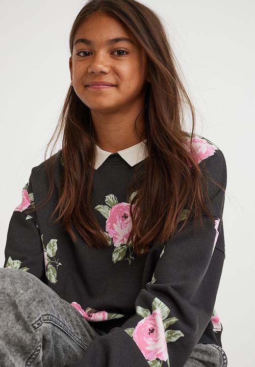 H&M - Oversized sweatshirt - black/floral