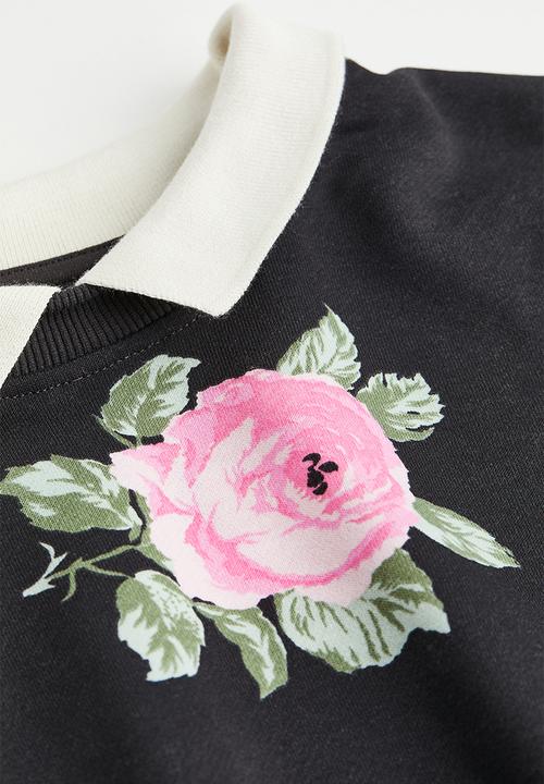H&M - Oversized sweatshirt - black/floral