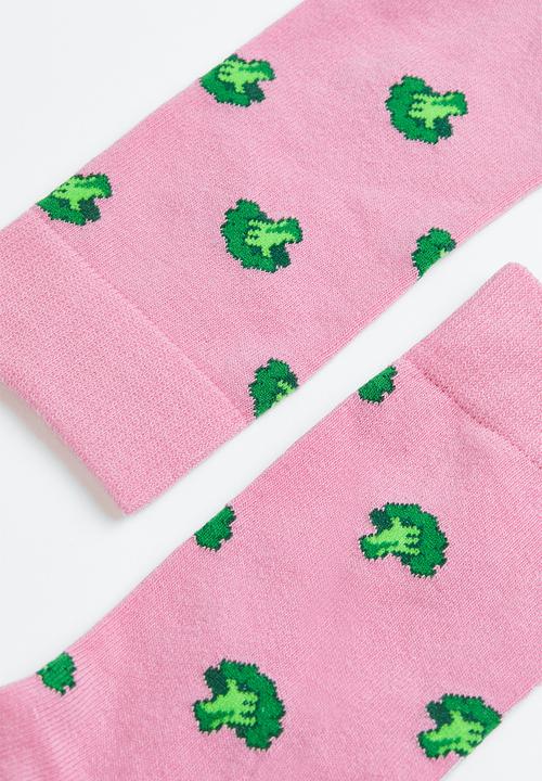 H&M - Patterned socks - pink/broccoli