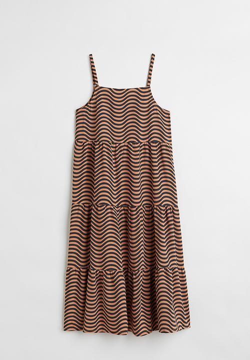 H&M - Tiered dress - dark beige/patterned