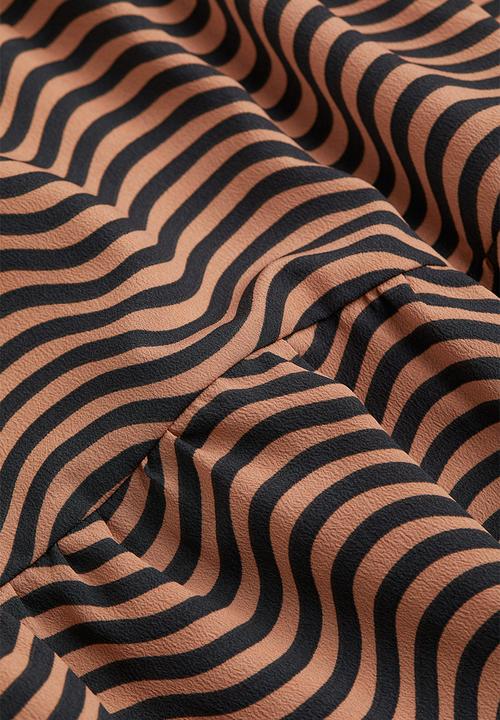 H&M - Tiered dress - dark beige/patterned