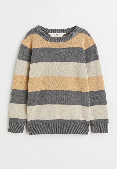H&M - Jacquard-knit cotton jumper - grey marl/striped