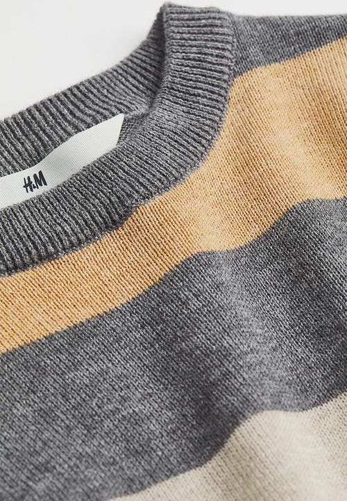 H&M - Jacquard-knit cotton jumper - grey marl/striped