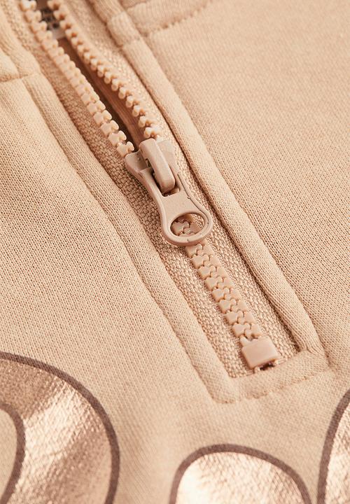 H&M - Oversized zip-top sweatshirt - beige/begin