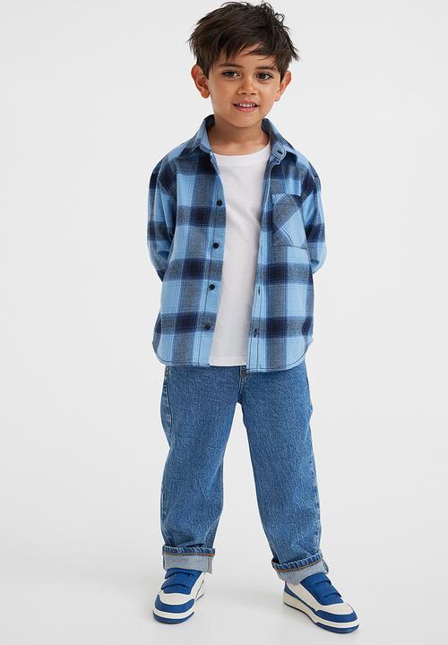H&M - Cotton flannel shirt - light blue/checked