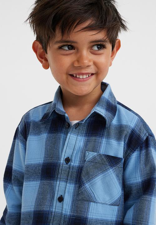 H&M - Cotton flannel shirt - light blue/checked