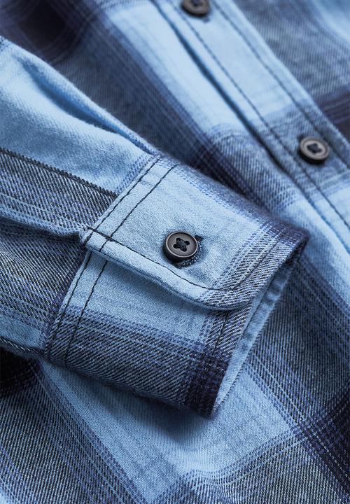 H&M - Cotton flannel shirt - light blue/checked
