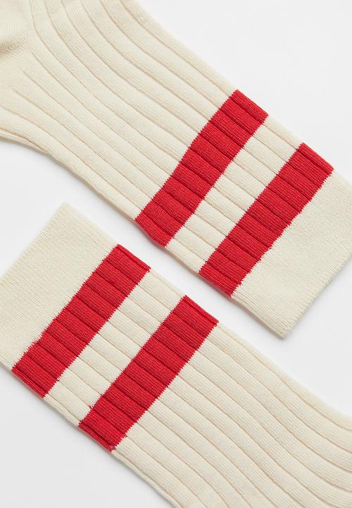 H&M - Ribbed socks - cream/red