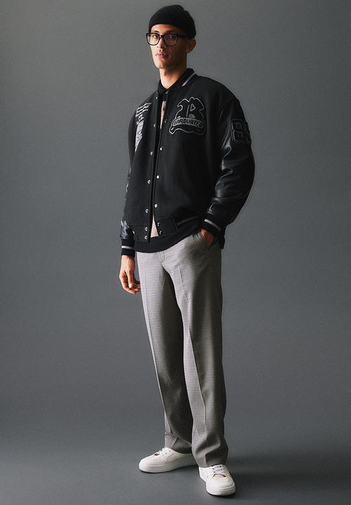 H&M - Wool-blend baseball jacket - black/new york