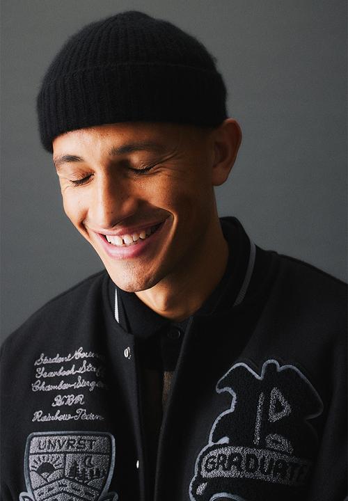 H&M - Wool-blend baseball jacket - black/new york