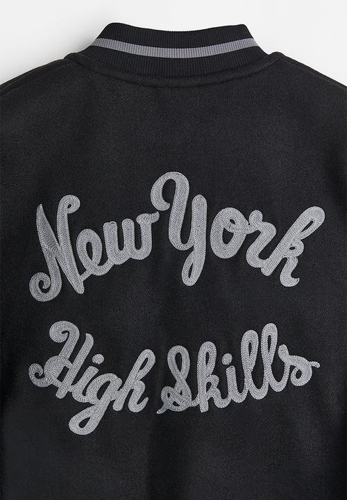 H&M - Wool-blend baseball jacket - black/new york