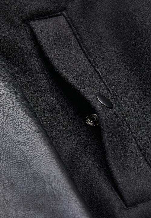 H&M - Wool-blend baseball jacket - black/new york