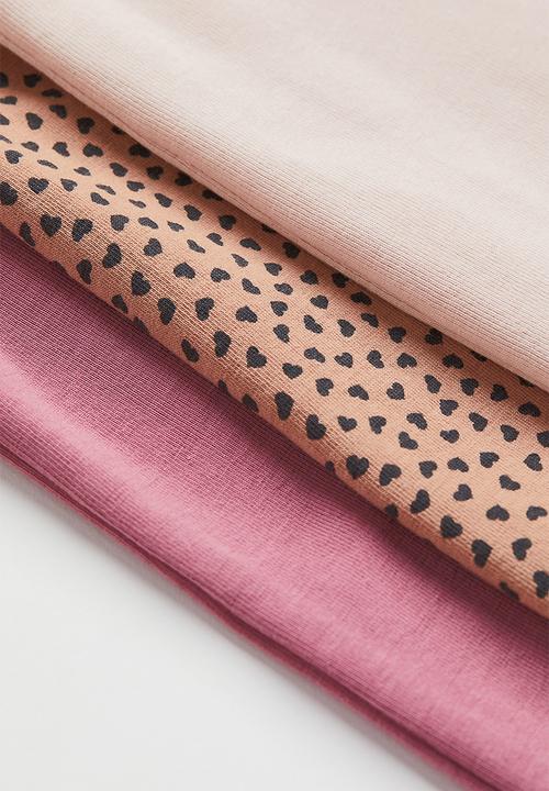 H&M - 3-pack long-sleeved tops - beige/hearts