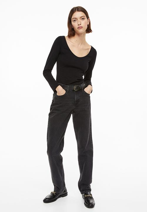 H&M - Long-sleeved jersey top - black