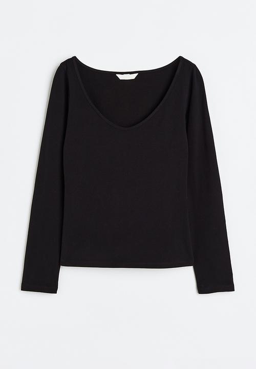 H&M - Long-sleeved jersey top - black