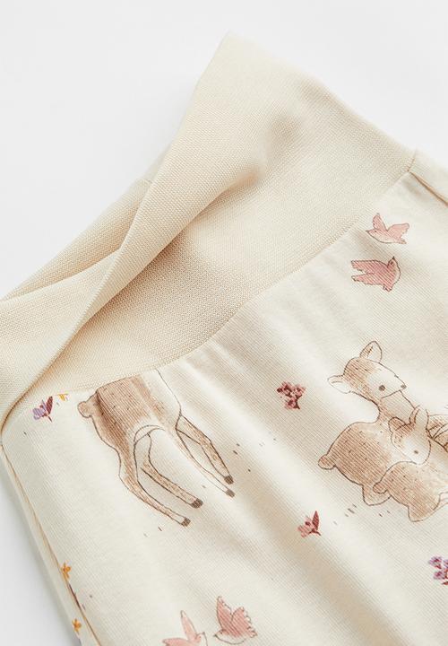 H&M - 3-piece cotton set - light beige/deer