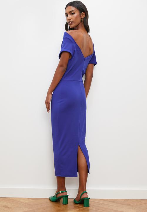 edit - Drape detail midi dress - cobalt