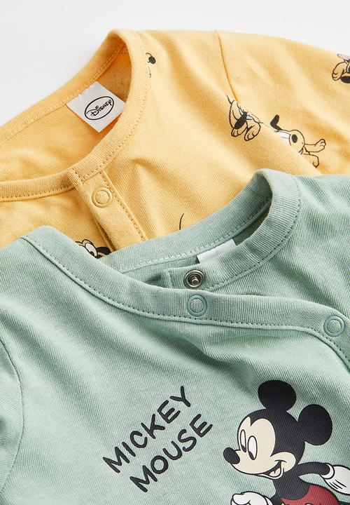 H&M - 2-pack printed pyjamas - light green/mickey mouse
