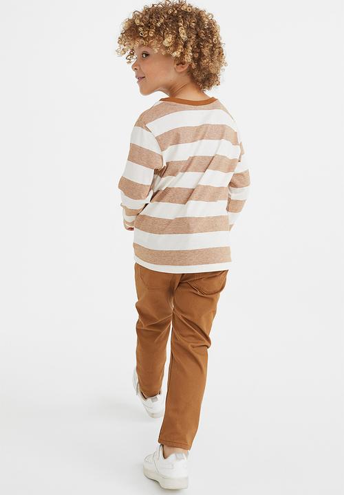 H&M - 2-pack cotton twill trousers - black/light brown