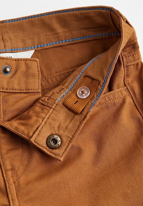 H&M - 2-pack cotton twill trousers - black/light brown