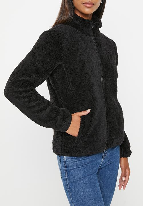 Stella Morgan - Short faux fur zip through jacket - black