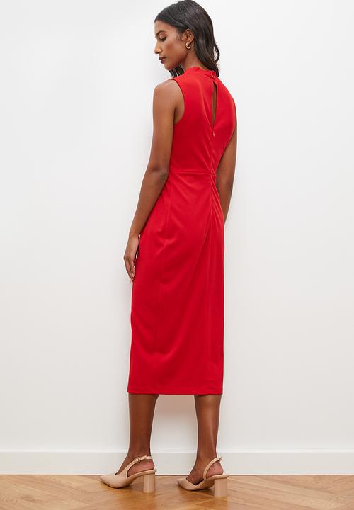 edit - Sleeveless drape detail knit midi dress - samba