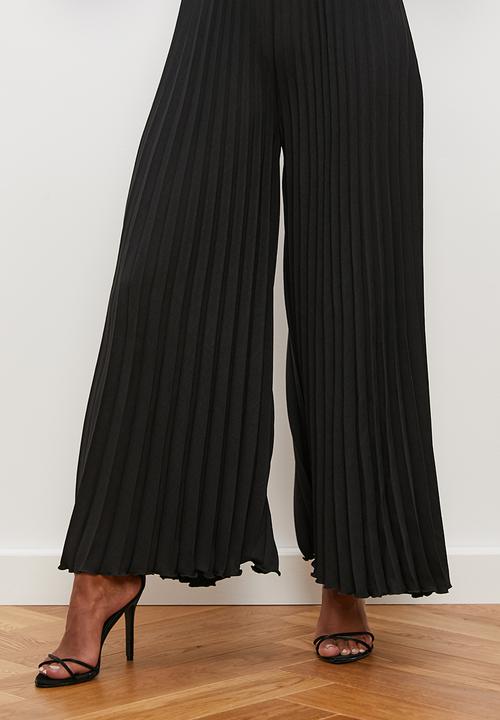 edit - Pleated wrap front jumpsuit - black