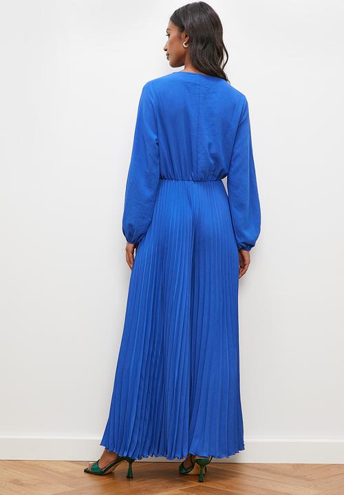 edit - Pleated wrap front jumpsuit - blue