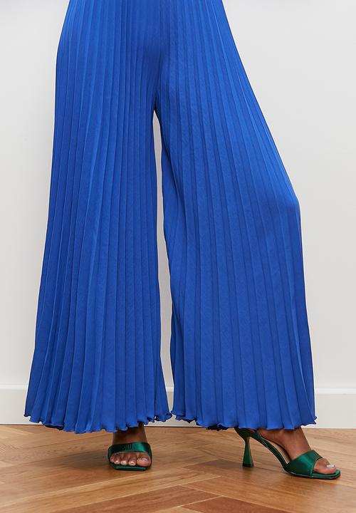 edit - Pleated wrap front jumpsuit - blue