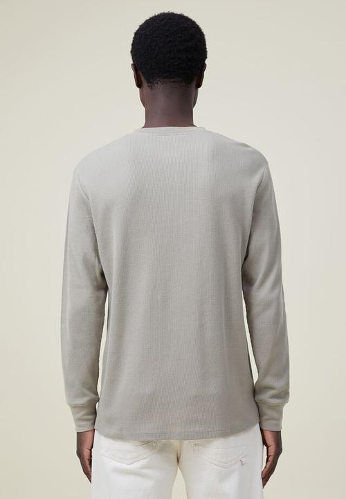 Cotton On - Textured long sleeve tshirt - sage waffle henley 