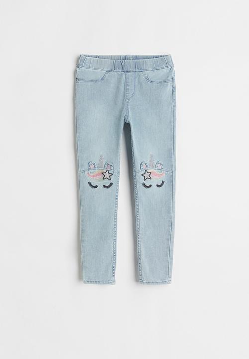 H&M - Denim leggings - light denim blue/unicorn
