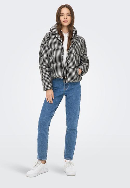 ONLY - Tabitta check short puffer  - black