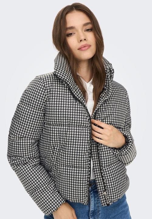 ONLY - Tabitta check short puffer  - black