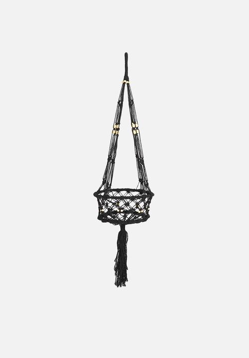 H&S - Macrame flowerpot holder - black