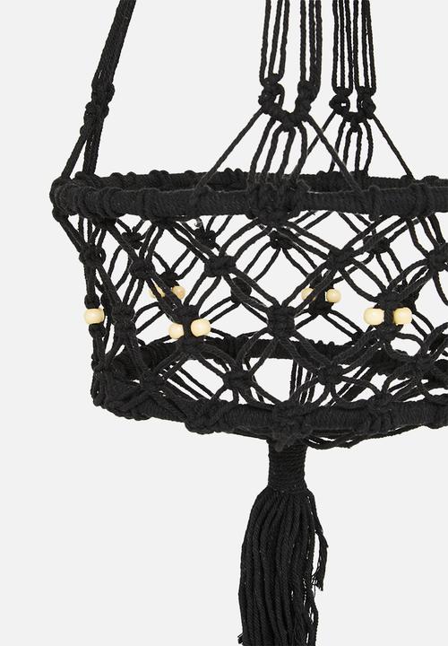 H&S - Macrame flowerpot holder - black