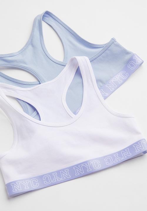 H&M - 2 Pack tops - light blue & white 