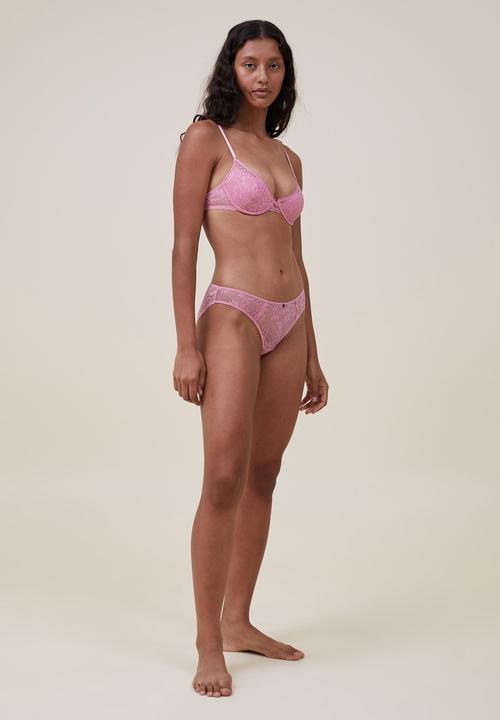 Cotton On - Cassie lace bikini brief - sea pink