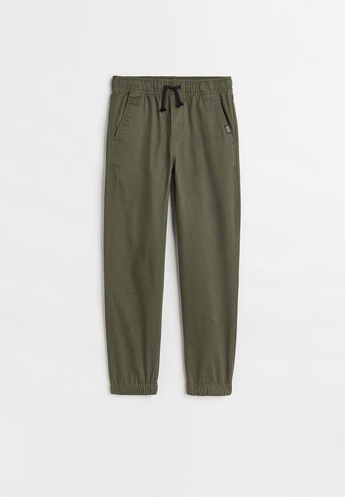H&M - Cotton twill joggers - dark khaki green
