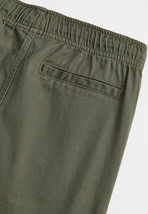 H&M - Cotton twill joggers - dark khaki green