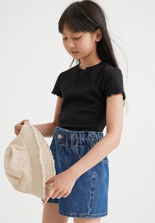 H&M - Ribbed cotton jersey top - black